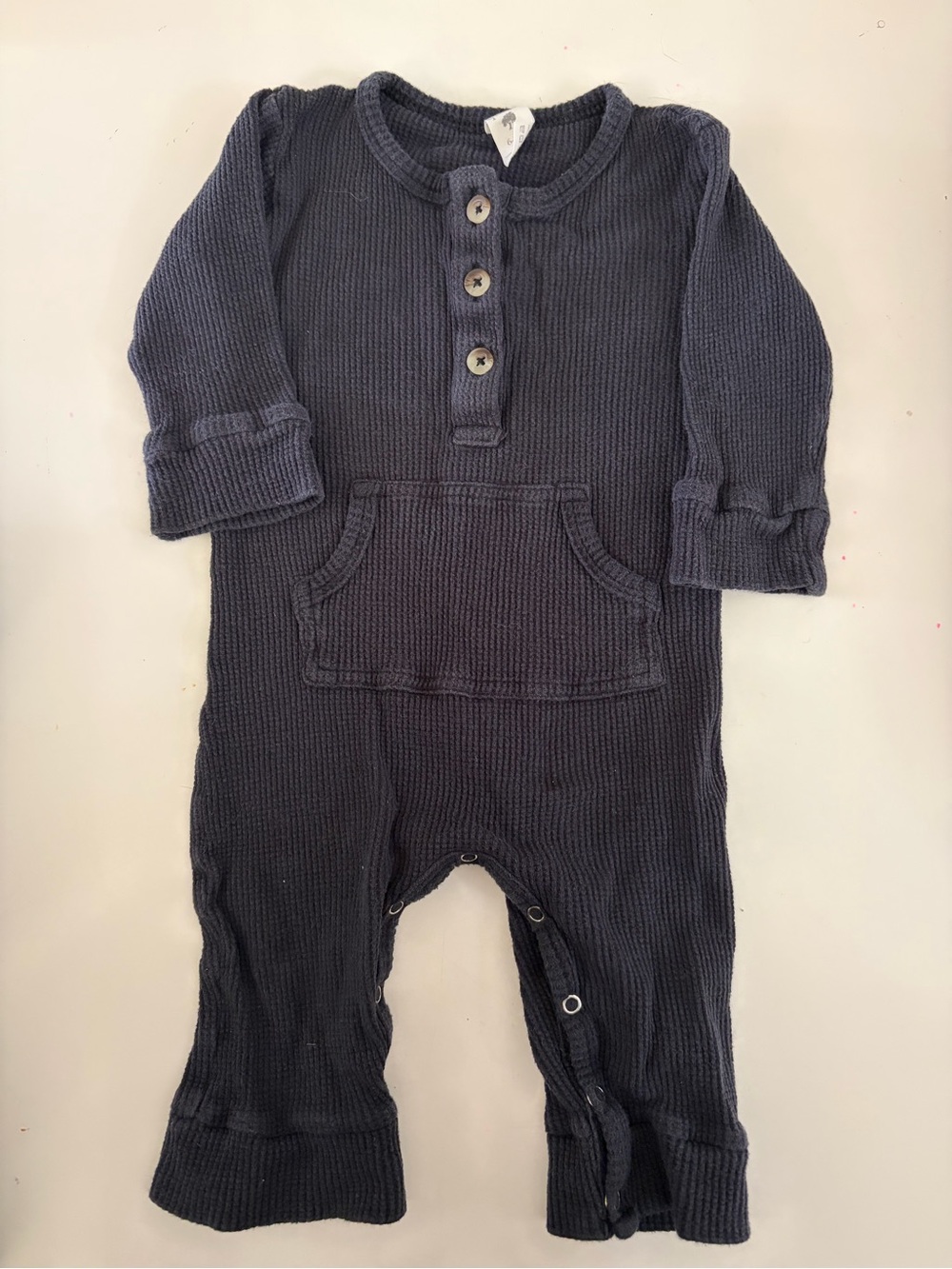 Waffle Baby Romper with Front Pocket